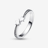 Shooting Stars - White & Silver - Pandora Ring