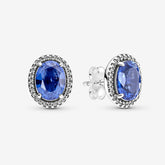 Halo - Blue - Silver - Pandora Earrings