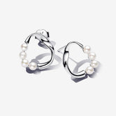 Circle - Cultured Pearl - Silver - Pandora Earrings