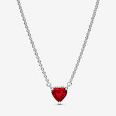 Halo - Red Heart - Silver - Pandora Necklace