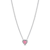 Raised Heart - Silver & Pink - Pandora Necklace