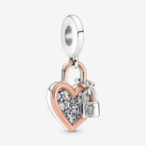Double Heart Padlock Pendant Charm | Pandora