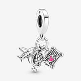 Travel - Plane & Globe & Suitcase - Silver - Charms - Pandora