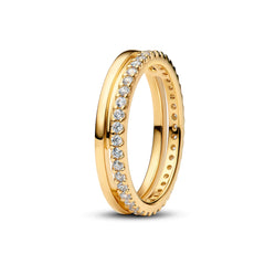 Double Ring - White & Gold - Pandora Ring