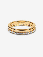 Double Ring - White & Gold - Pandora Ring