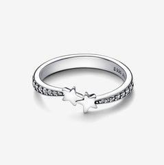 Shooting Stars - White & Silver - Pandora Ring