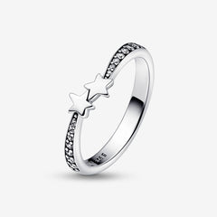 Shooting Stars - White & Silver - Pandora Ring