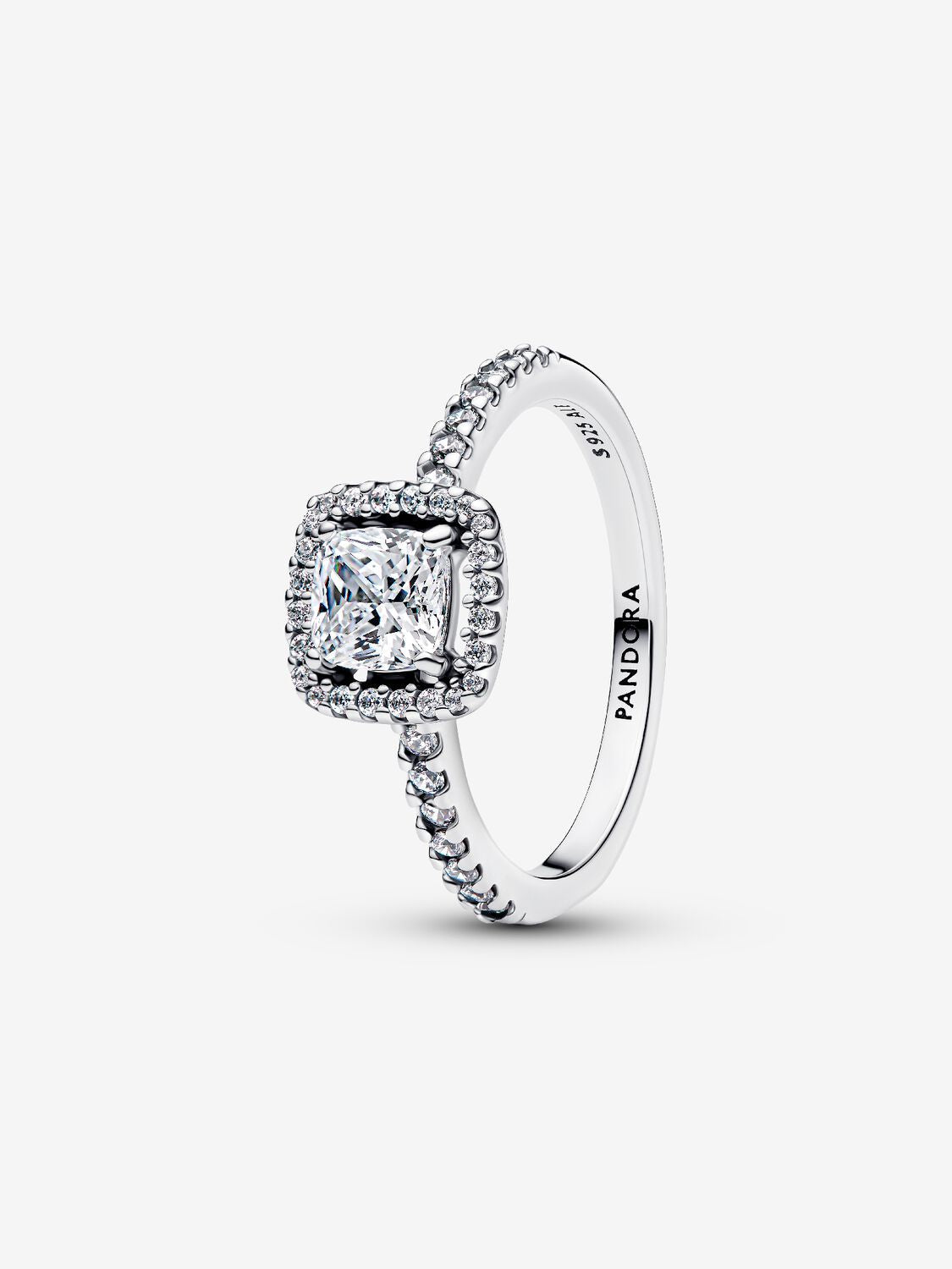 Sparkling Square Halo Ring | Pandora