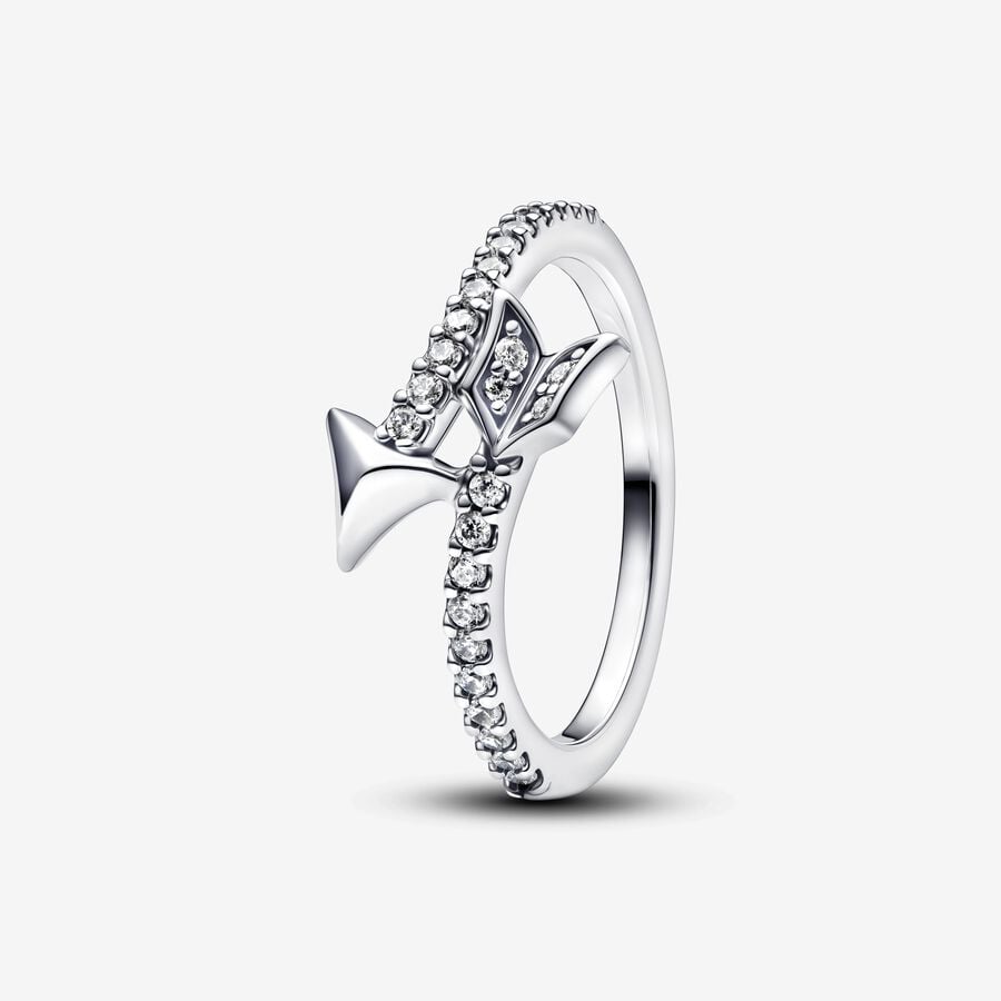 Sparkling Arrow - White & Silver - Pandora Ring