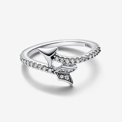 Sparkling Arrow - White & Silver - Pandora Ring