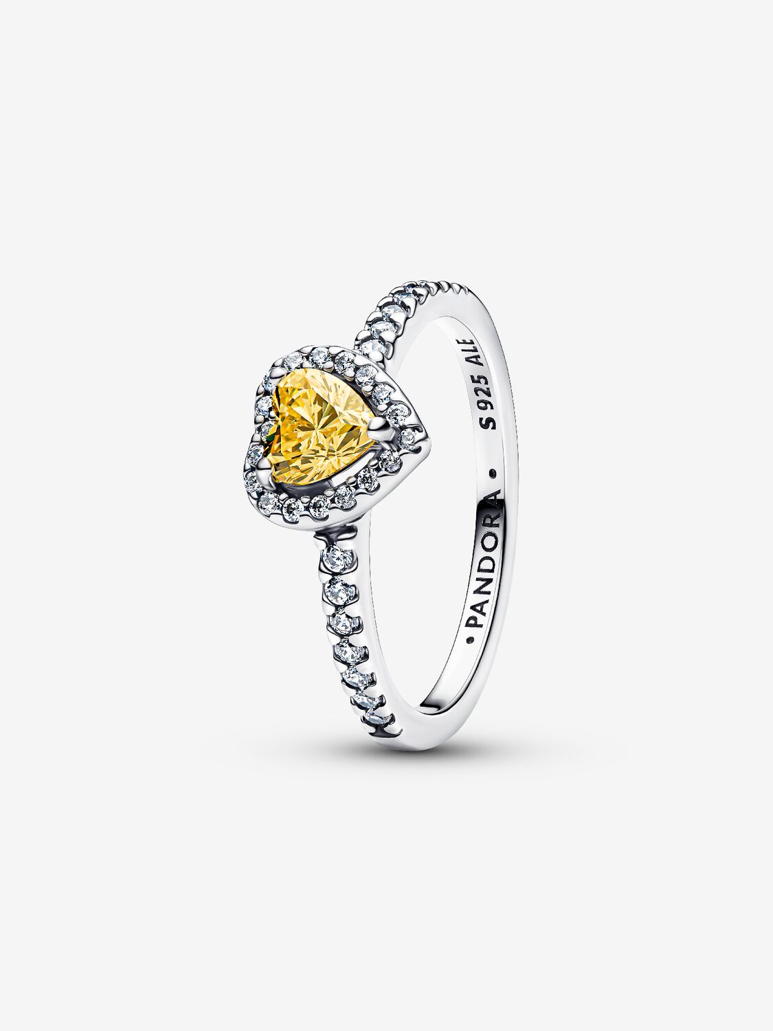 Sparkling Yellow Raised Heart Ring | Pandora