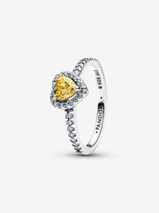 Sparkling Yellow Raised Heart Ring | Pandora