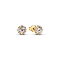 Round Halo - Gold - Pandora Earrings