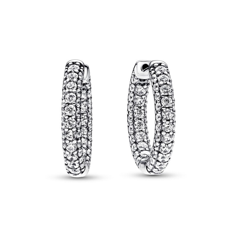 Pavé single row hoop earrings | Pandora