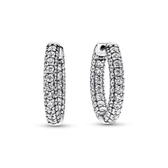 Pavé single row hoop earrings | Pandora