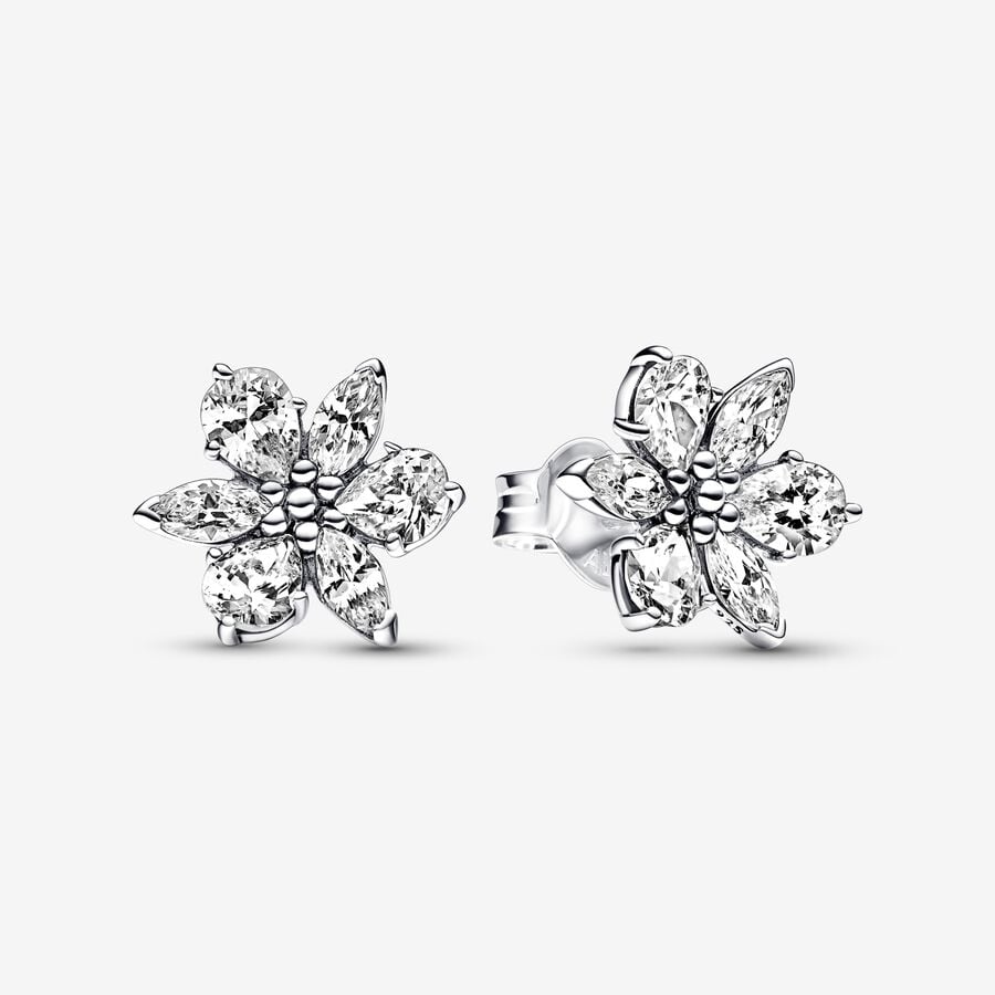 Sparkling Herbarium - White & Silver - Pandora Earrings