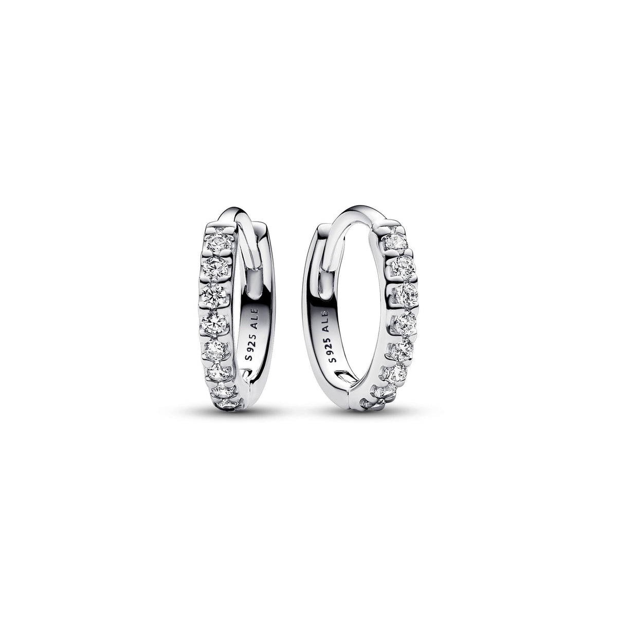 Sparkling Hoop Earrings - Silver - Pandora Earrings