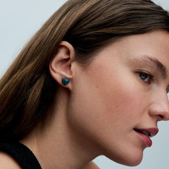 Heart - Opalescent Green - Silver - Pandora Earrings