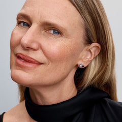 Double Heart - Red & White - Silver - Pandora Earrings