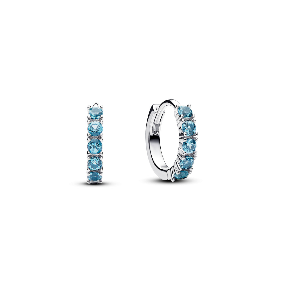 Blue Hoop Earrings - Silver - Pandora Earrings