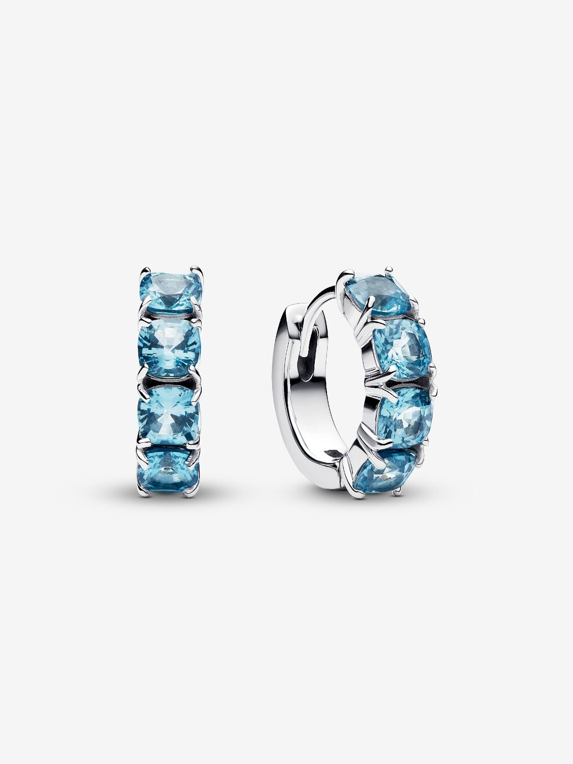 Light blue hoop earrings in silver and crystals – Pandora