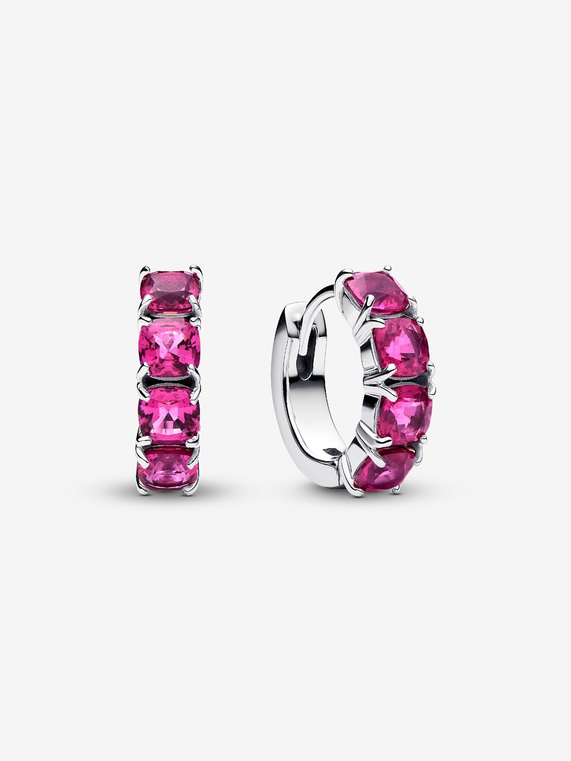 Pink silver and crystal hoop earrings – Pandora