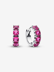 Pink silver and crystal hoop earrings – Pandora