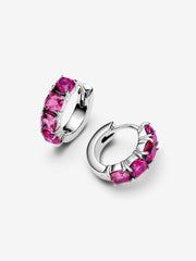 Pink silver and crystal hoop earrings – Pandora