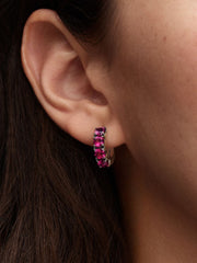 Pink silver and crystal hoop earrings – Pandora