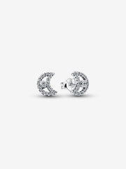 Glittering Moon Stud Earrings | Pandora