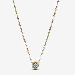 Round Pavé Halo Pendant Necklace | Pandora