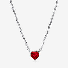 Halo - Red Heart - Silver - Pandora Necklace