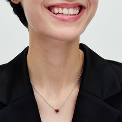 Halo - Red Heart - Silver - Pandora Necklace