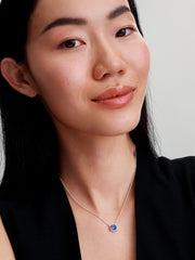 Blue Halo Square - Silver - Pandora Necklace