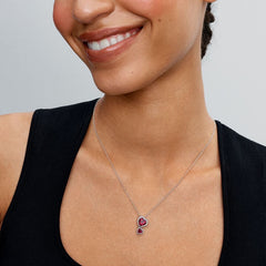 Red Double Heart - Silver - Pandora Necklace