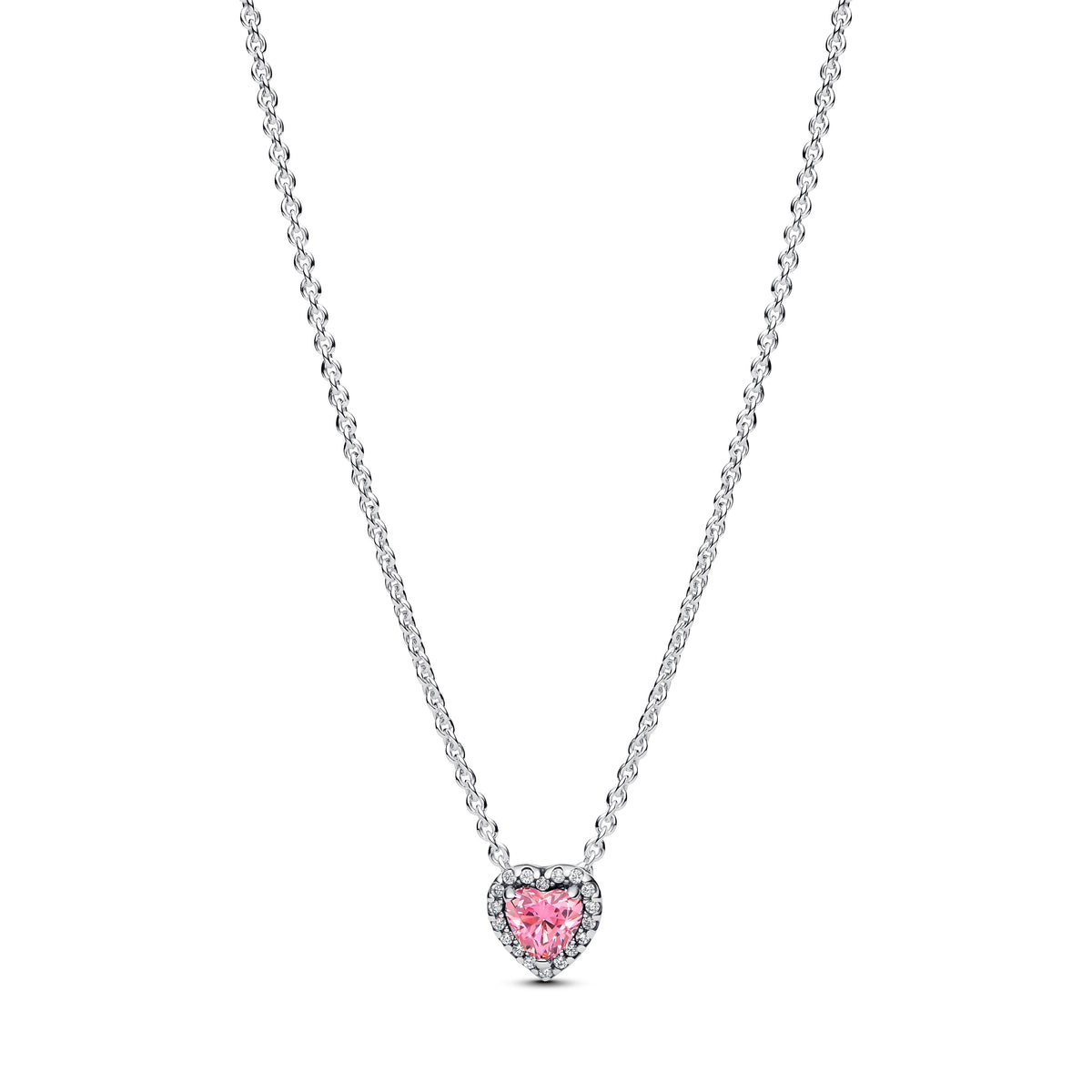Raised Heart - Silver & Pink - Pandora Necklace