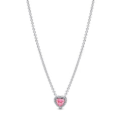 Raised Heart - Silver & Pink - Pandora Necklace
