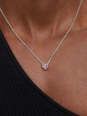 Raised Heart - Silver & Pink - Pandora Necklace