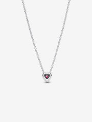Raised Heart - Silver & Pink - Pandora Necklace