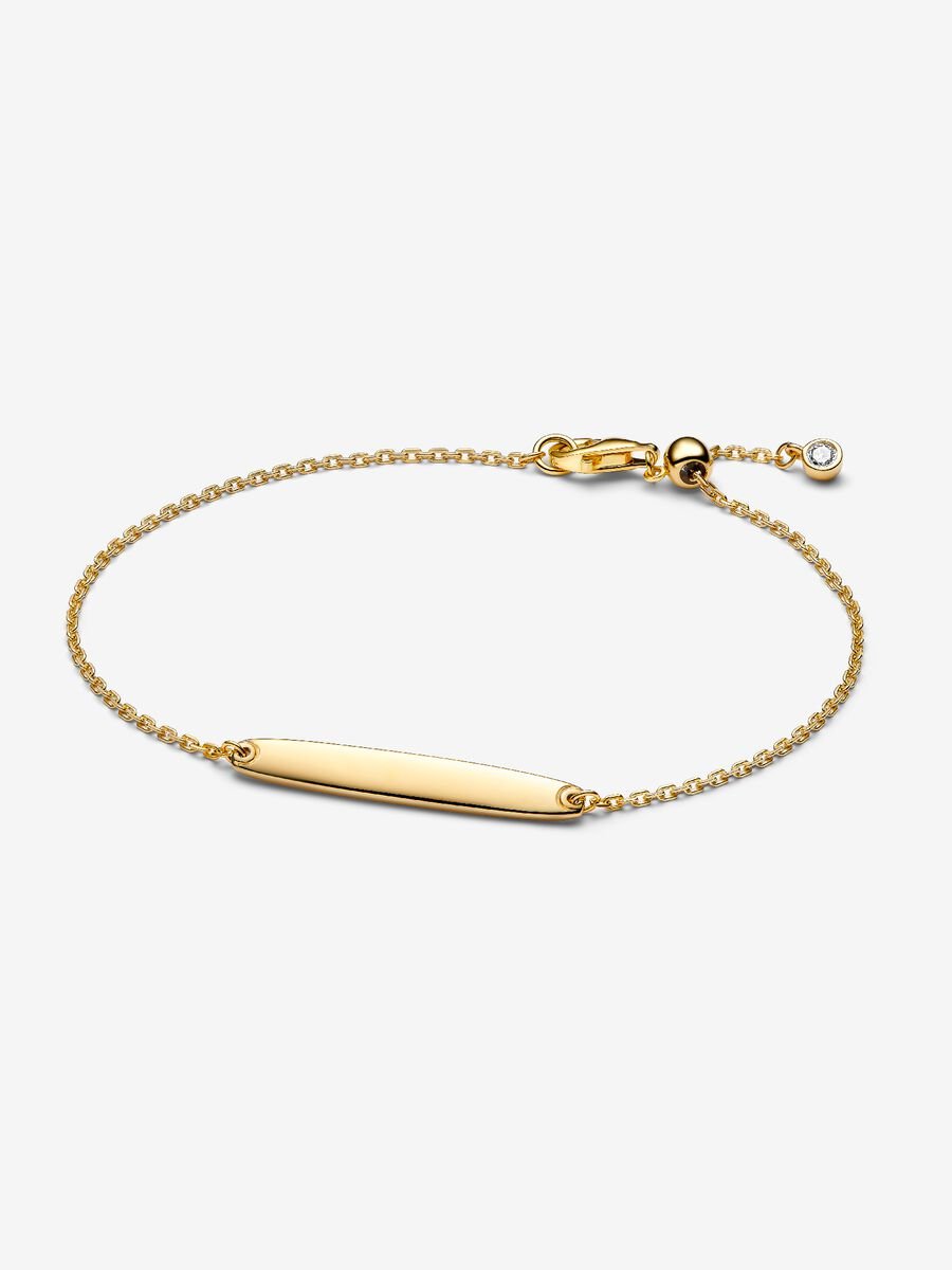 Engravable Bar Chain Bracelet Gold | Pandora