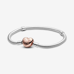 Moments Snake Mesh Heart Bracelet Rose Gold | Pandora