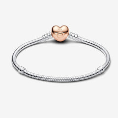 Moments Snake Mesh Heart Bracelet Rose Gold | Pandora