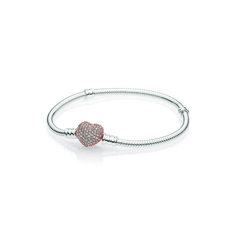 Pandora Moments Pavé Heart Clasp Snake Mesh Bracelet | Pandora