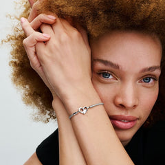 Studded Mesh Bracelet with Heart Clasp | Pandora