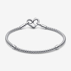 Studded Mesh Bracelet with Heart Clasp | Pandora