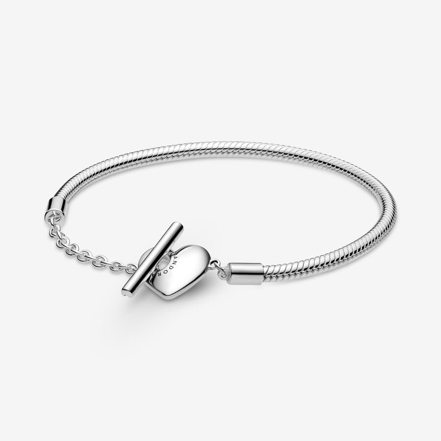 Heart T-Bar Snake Mesh Bracelet | Pandora