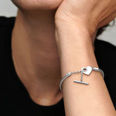 Heart T-Bar Snake Mesh Bracelet | Pandora