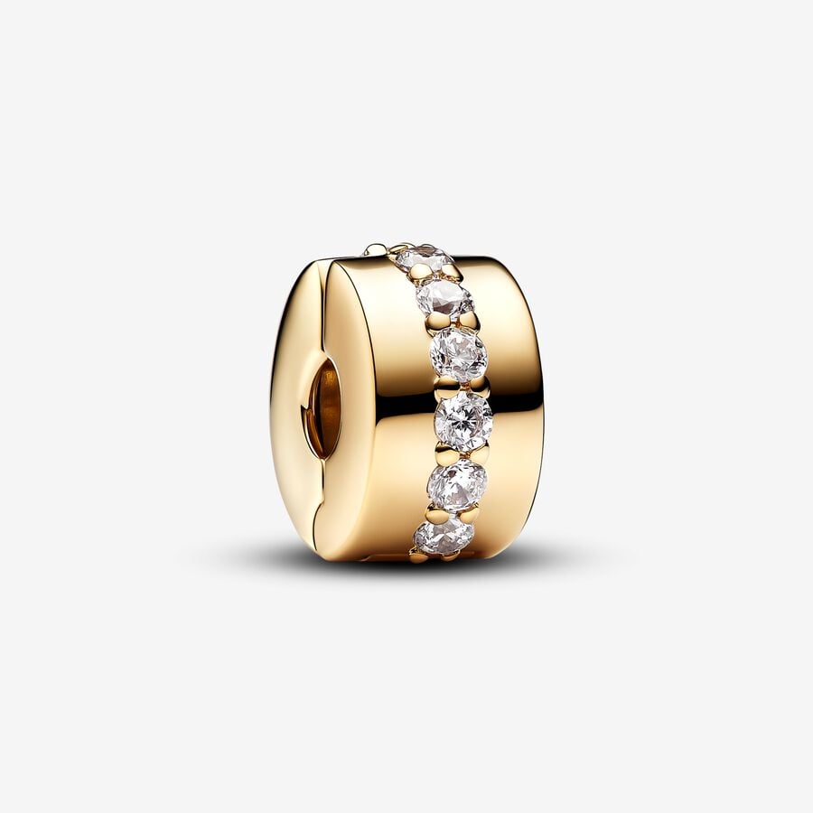 Sparkling Row Clip Charm Colorless Gold | Pandora