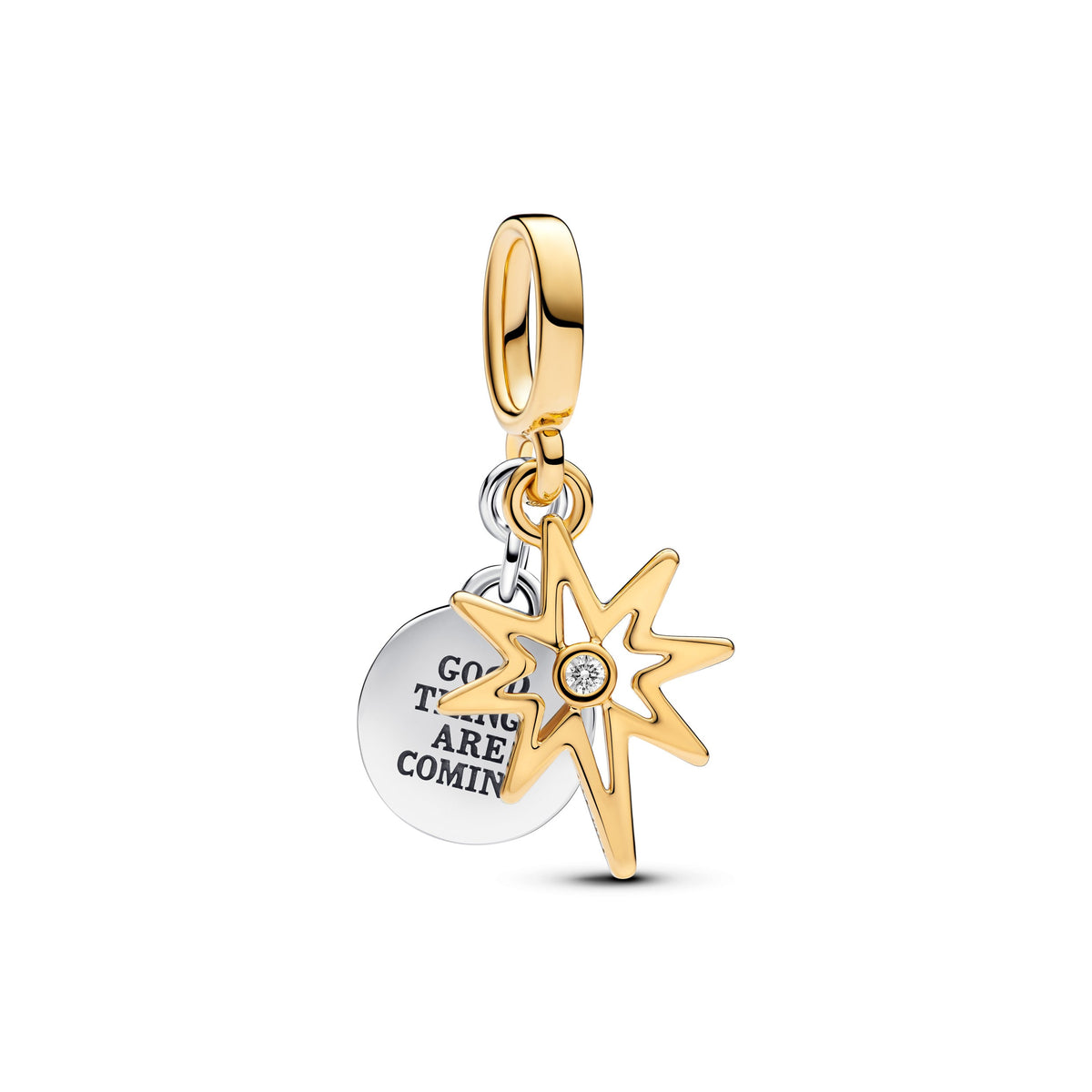 Engravable Polar Star Pendant Charm with Synthetic Diamond | Pandora