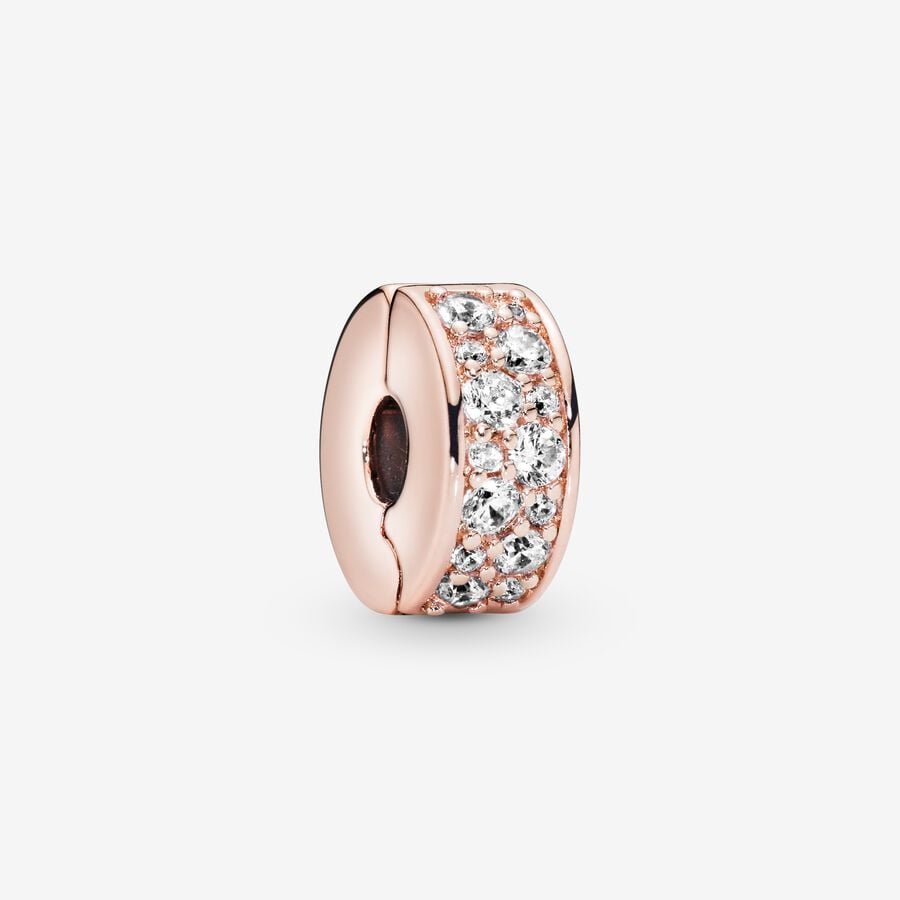 Clip - Pavé - White & Rose Gold - Pandora Charms